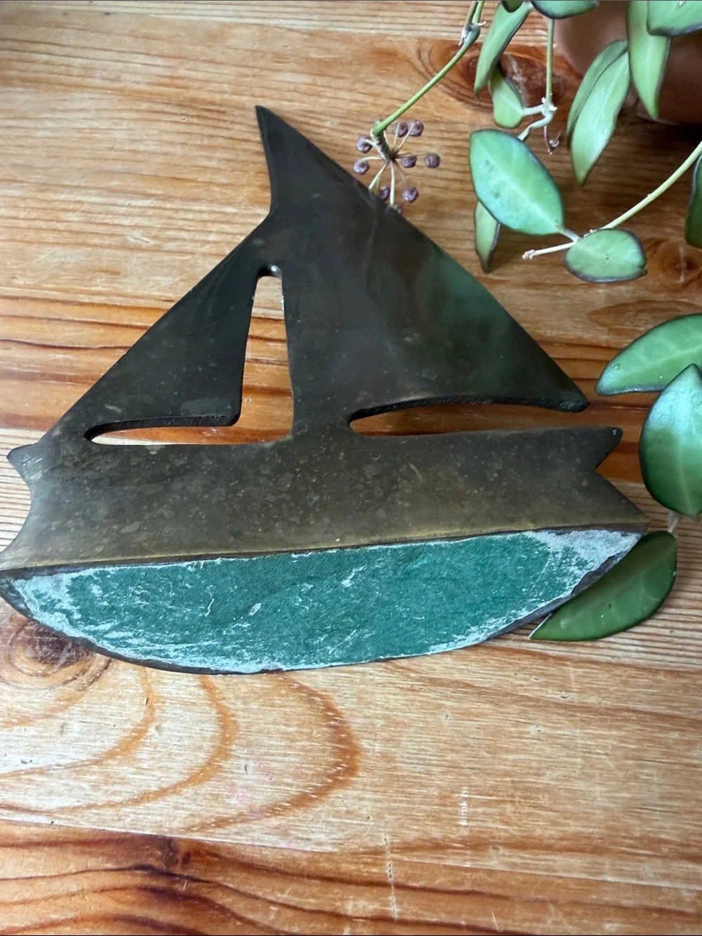 Vintage Brass Sailboat Figurine